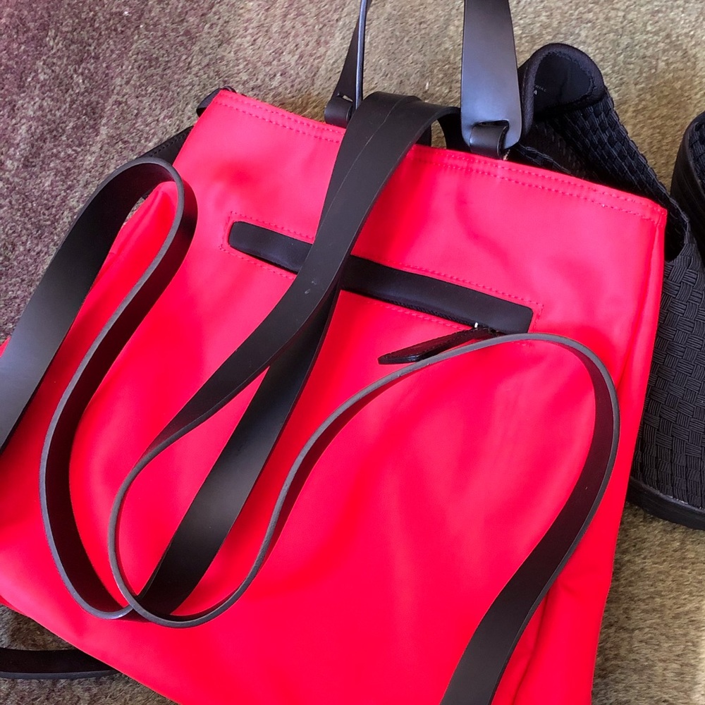 Lancel Backpack Gorgeous  Red Cloth & Leather Bag